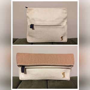Pilcro and the Letterpress Anthropologie fold over cotton cream tan clutch